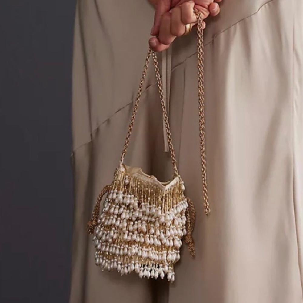 NWT Anthropologie Pearl Bucket Shoulder Bag